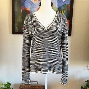 Missoni Black Cream Long Sleeve V Neck Sweater Size US 8